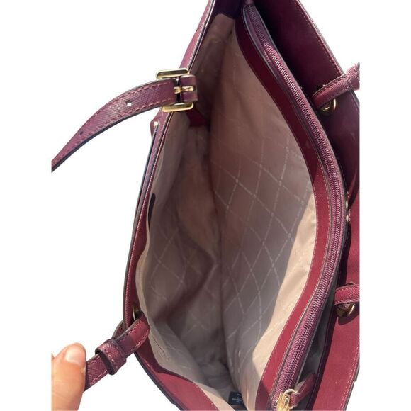 Michael Kors Walsh maroon Merlot structured multifunctional tote bag career - Picture 9 of 13